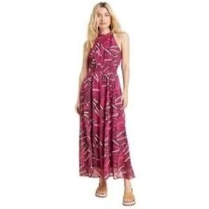 MAEVE Anthropologie Kelli‎ Halter Tropical Geometric Maxi Dress Women's Sz XS